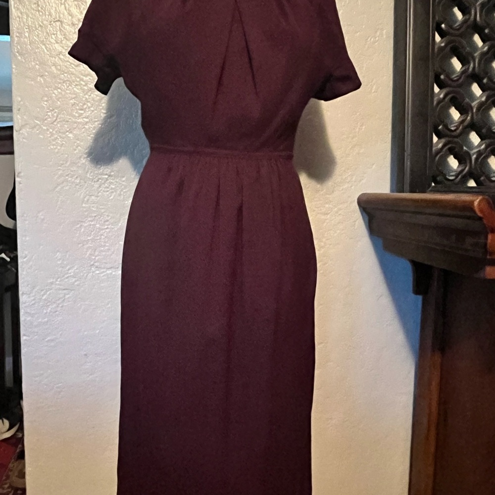 Burberry Purple Pleated Sheath Dress